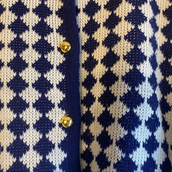 HASTING AND SMITH CHECKERED SWEATER Size Medium in Navy and White - Picture 5 of 12